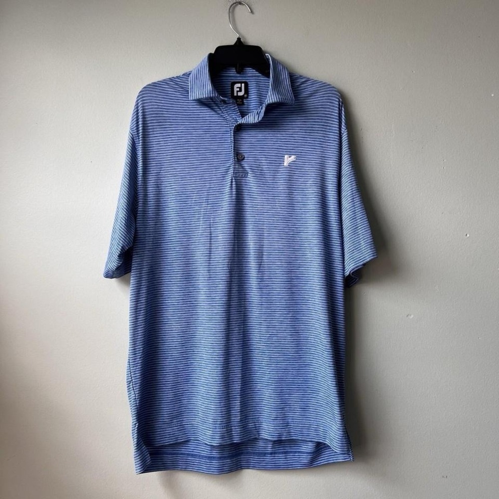 FootJoy GOLF POLO‎ SHIRT MENS Medium Blue And White Stipe